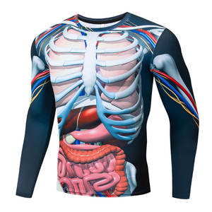 T-shirt de compression athlétique pour homme, vêtements de sport personnalisés pour la salle de sport, la course à pied, col rond, séchage rapide, haut d'entraînement - Product Image 1