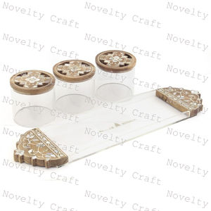 PLATEAU DE SERVICE EN BOIS DE MÈRE DE PERLE SOUS-VERRE PLATS ET ASSIETTES pour DÉCOR EID CADEAU DÉCORATION MAISON DÉCORATION DE MARIAGE PLATEAUX RAMADAN - Product Image 3