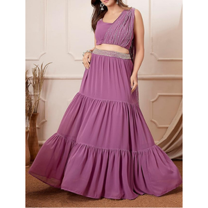 Robes de soirée respirantes du Pakistan Dernier créateur Fête de mariage Porter des femmes élégantes Robe Lehenga Choli Dupatta Ensemble Adultes - Product Image 4