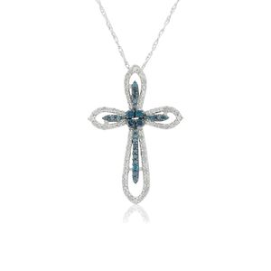 1.00 Ct Round Cut Natural Diamond <b>Cross</b> Pendant Religious Style Unisex Necklace Sterling Silver for Wedding/Anniversary - Product Image 2