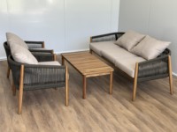 Juego de sofá de teca de diseño moderno para todo tipo de clima, muebles de sala de estar para interior/exterior, tumbona de madera maciza para Patio, diseño personalizado