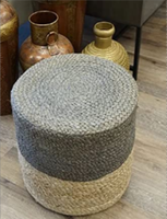 Meilleur prix Jute rond pouf pouf tabouret de sol indien fabriqué à la main pouf tabouret pour salon hôtel os incrustation Console