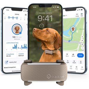 Traceur GPS intelligent pour chien Tractive, clôture virtuelle, moniteur de signes vitaux, fréquence cardiaque et respiratoire, suivi en direct des animaux de compagnie, fabriqué en plastique durable - Product Image 1