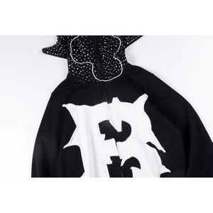 Sudadera con capucha de alta calidad al por mayor 100% algodón Diamond-set Zip up B logo impresión bordado moda precio barato para hombres - Product Image 5