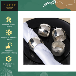 Nouveauté en stock, designs personnalisés, anneaux de serviette en laiton faits à la main, écologiques, luxueux, plaqués argent, pour hôtels, mariages, restaurants gastronomiques - Product Image 4