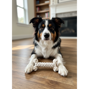 Jouet pour chien écologique The Little Love, bâton en corde blanche, jouet pour animaux de compagnie en coton durable, style dessin animé, pour jouer, emballé dans un sac - Product Image 3