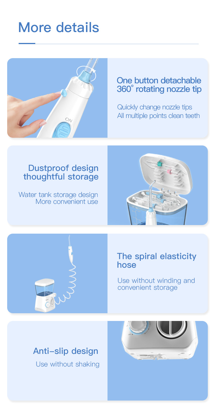 600ml Smart Water Flosser Oral Care IPX7 Nozzles Electronic Irrigator Fc165