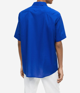 Camisas de Vestir Formales de Negocios Casuales para Hombre, Color Azul Rey, Corte Holgado, Manga Larga con Botones, Cuello Camisero, Hechas a Medida, 100% Algodón, Verano - Product Image 6