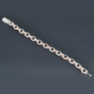 Bracelet de luxe en argent 925, maille cubaine, micro-incrustation de moissanite taillée, plaqué or rose, style hip-hop, certifié IGI, pour femme - Product Image 4