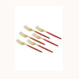 Ensemble de couverts en acier inoxydable argent poli avec poignée en résine rouge de forme ovale ensemble de couverts de haute qualité pour mariage au restaurant - Product Image 6