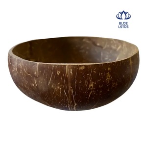 Bol en coquille de noix de coco de luxe, style bois de noix de coco naturel, fait main, vaisselle durable pour la maison - BLUE LOTUS - Product Image 1