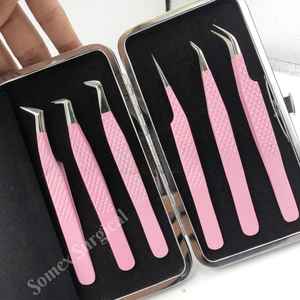 Pinzas de Alta Calidad con Punta de Fibra para Pestañas, Acero Inoxidable y Almacenamiento de Múltiples Piezas, Pinzas para Injerto de Pestañas - Product Image 2