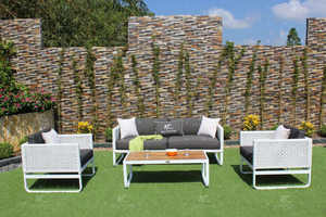 Meubles de jardin extérieurs modernes avec cadre en aluminium Ensembles de salle à manger en osier pour le salon Matériau en rotin - Product Image 4