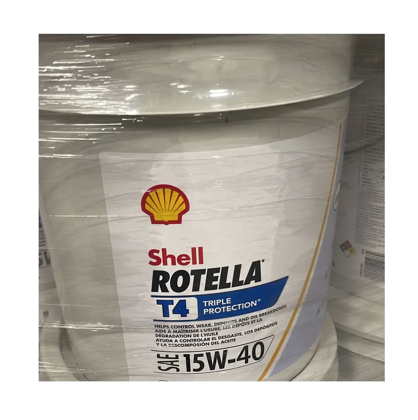 Huile pour moteur diesel Shell Rotella T4 Triple Protection 15W-40, seau de 5 gallons 18.9 litres