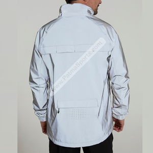Custom Nylon Windbreaker <b>Jackets</b> with Reflective Embroidery Personalized Hooded Collar for Winter Price - Product Image 4