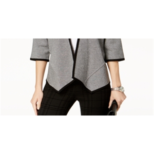 Cárdigan Pequeño para Mujer Alfani, Color Gris, con Cuello Drapeado y Decoración de Botones, Estilo Casual, Lana y Cachemira para Otoño - Product Image 3