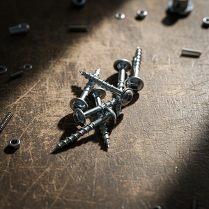 Tornillo de rosca gruesa para madera, de acero al carbono métrico, de cabeza alomada, Phillips/Pozi Drive, punta afilada, chapado en zinc/níquel, clase 4, de alta resistencia - Product Image 1