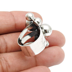 Luxury Handmade Stylish Punk Style 925 Sterling <b>Silver</b> Irregular Multi-layer <b>Chunky</b> Ball Shape <b>Rings</b> Gifts Fine <b>Silver</b> Jewelry - Product Image 3
