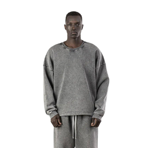 เสื้อผ้าฤดูหนาวผู้ชายแบบ OEM/ODM เสื้อสเวตเชิ้ตพิมพ์ลายโลโก้แบบวินเทจ ล้างสีแบบแอซิด  เสื้อสเวตเชิ้ตพื้นฐาน  งานปัก  งานสั่งทำพิเศษ - Product Image 3