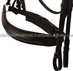 Brida doble de caballo de cuero de doma de la mejor calidad con banda de cejas elegante y riendas - Product Image 2