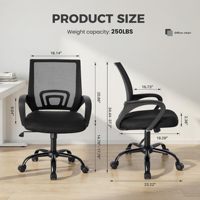 Chaise de bureau ergonomique OEM, chaise de direction, soutien du dos moyen, dossier respirant, accoudoirs fixes, hauteur réglable, rotation à 360° °   Swivel