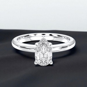 1.13 carat E-F/VVS-VS Moissanite Solitaire bague de fiançailles pour femmes poire et ronde coupe platine broches ensemble bagues en diamant - Product Image 2