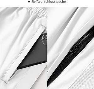 กางเกงขาสั้นกีฬาผู้ชายแบบลำลองสั่งทำ OEM ผ้าแคนวาส เอวยางยืด ระบายอากาศ แห้งเร็ว เหมาะสำหรับออกกำลังกาย วิ่ง ฟิตเนส สีดำล้วน - Product Image 5