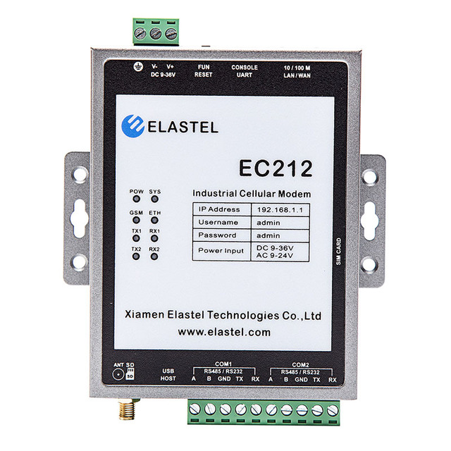 Elastel EC212 IEC104 DNP3 Industrial Modbus RTU to MQTT Gateway 4G/3G/CAT M1/NB-IoT RS485 Data Logger