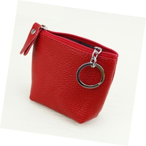 Monedero de cuero PU con cremallera, Mini monedero de Color rojo, gran oferta - Product Image 1