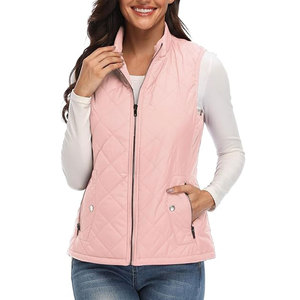 Venta al por mayor de moda de las mujeres de invierno Casual Puffer Chaleco de punto sin mangas con cremallera chaqueta con botón - Product Image 4