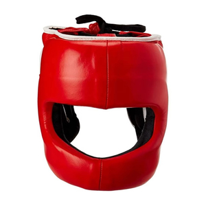 Casque de boxe en cuir PU rouge, protection de la tête, protection du visage, boucle de fermeture réglable, unisexe, adulte, casque de sport - Product Image 5
