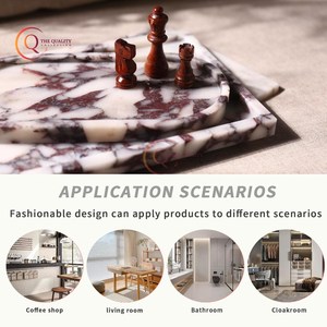 Atractiva bandeja plateada para servir comida de mesa, decoración de fiestas de Color blanco y negro de mármol puro para decoración de hoteles y restaurantes - Product Image 4