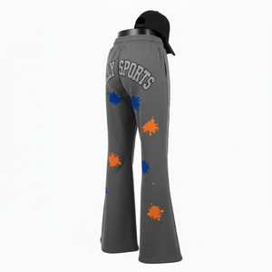 Women Flare Pant Premium 280 GSM Polyester Spandex Fleece Grey Soft Stretch Heat Press Logo Streetwear Women's Pant - Product Image 5