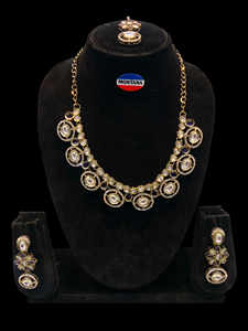 ชุดสร้อยคอหินทองแดง Kundan สไตล์ชาติพันธุ์เครื่องประดับแฟชั่นโลหะผสมสำหรับงานแต่งงานงานหมั้นของขวัญครบรอบ - Product Image 2