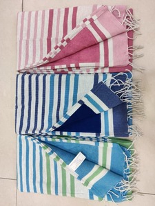 100% algodón Fouta Hammam Toalla de playa Peshtemal Pestemal secado rápido sin arena bordado a rayas accesorio de baño - Product Image 3