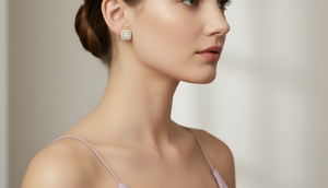 Boucles d'oreilles à clous en or 14 carats et diamants carrés naturels pour femmes - Product Image 6