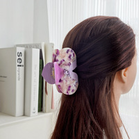 Pince à cheveux YIYI 9,8 cm en acétate et strass, dégradé violet-rose, logo personnalisable, style doux, rétro, hawaïen, pour chignon