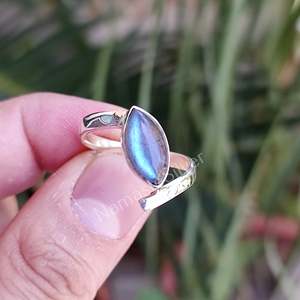 <b>Labradorite</b> Marquise Silver <b>Ring</b> Handmade Women's Boho <b>Ring</b> with Platinum Gift for Her Featuring <b>Labradorite</b> Sterling Silver - Product Image 5