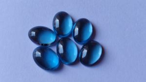 Cabochons ovales en topaze bleue de Londres naturelle de haute qualité 3x5mm à 10x12mm bijoux en pierres précieuses à dos plat - Product Image 2