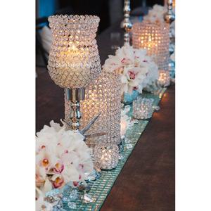 Portavelas Hurricanes con cuentas de cristal de diseño personalizado para boda, hogar, mesa decorativa, centros de mesa de plata - Product Image 2