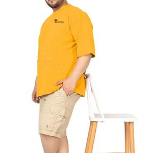 เสื้อยืดผ้าฝ้ายโอเวอร์ไซส์ผู้ชายทรงหลวมแขนสั้นผ้าฝ้าย100% - Product Image 3