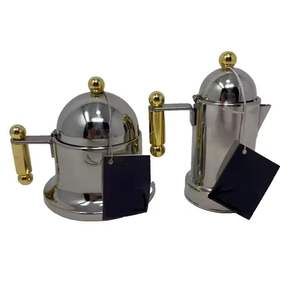 Ensemble de lait et de sucre design contemporain en bois d'acacia, acier inoxydable fini noir revêtement antiadhésif pour la cuisine et la table - Product Image 2