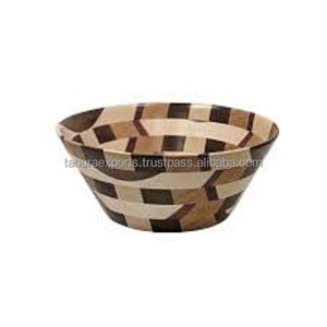 Bols de service à salade de fruits en bois naturel de taille et de finitions de forme personnalisée pour la décoration de la vaisselle à la maison et les fournitures de fête - Product Image 1