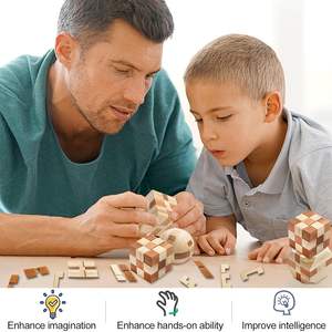 Juego de rompecabezas ecológico 3D de madera, paquete de 4 Logic IQ para adolescentes, adultos, Cubo de serpiente, cubo mágico, juguete de ensamblaje, tipografía - Product Image 6