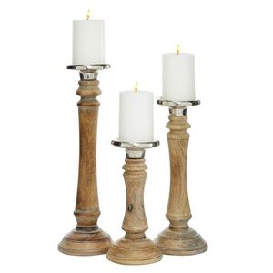 Candelabros de madera de mango de la mejor calidad del fabricante indio Juego de pilares de madera para velas para decoración navideña y navideña - Product Image 3