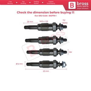 หัวเทียน BGP79-1 4 ชิ้น 11 โวลต์ สำหรับเครื่องยนต์ 1.9 D DT TD TDi DTi รุ่น 7700867617 - Product Image 4