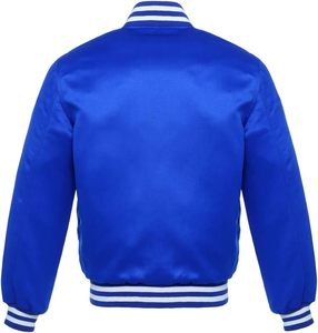 Blouson Bomber de Baseball Personnalisé en Satin Polyester Couleur Unie Enduit de Haute Qualité, Imperméable et Coupe-Vent, Collection Printemps - Product Image 4
