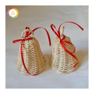 Crafts Christmas <b>Tree</b> <b>Ornament</b> Set Wicker Santa Boots, Hanging Rattan Christmas Bells, Hanging Rattan Leaves for Christmas <b>Tree</b> - Product Image 4