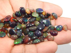 Lot de cabochons d'opale noire éthiopienne Pierres précieuses en vrac Multi Fire 100% Pierre précieuse d'opale naturelle - Product Image 6