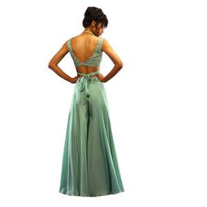 พาลาซโซและครอปสีเขียวน้ำทะเลพร้อมสายคาดเอวเสื้อผ้าพื้นเมืองของผู้หญิงเครื่องแต่งกายตามสั่ง - Product Image 6